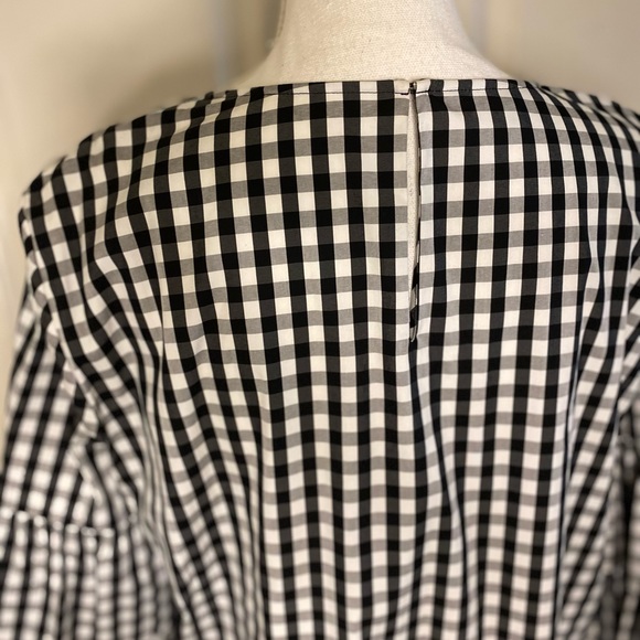 Lafayette 148 New York Revina Ruffle-Sleeve Poplin Plaid Blouse Large - Picture 7 of 14
